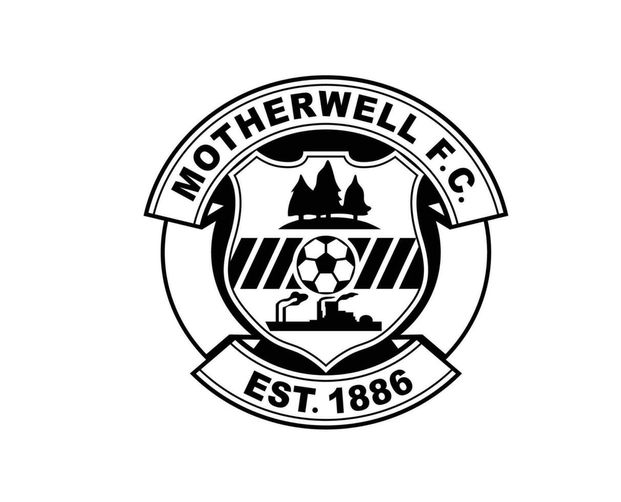 Motherwell FC Club Logo Symbol Black Scotland League Football Abstract Design Vector Illustration