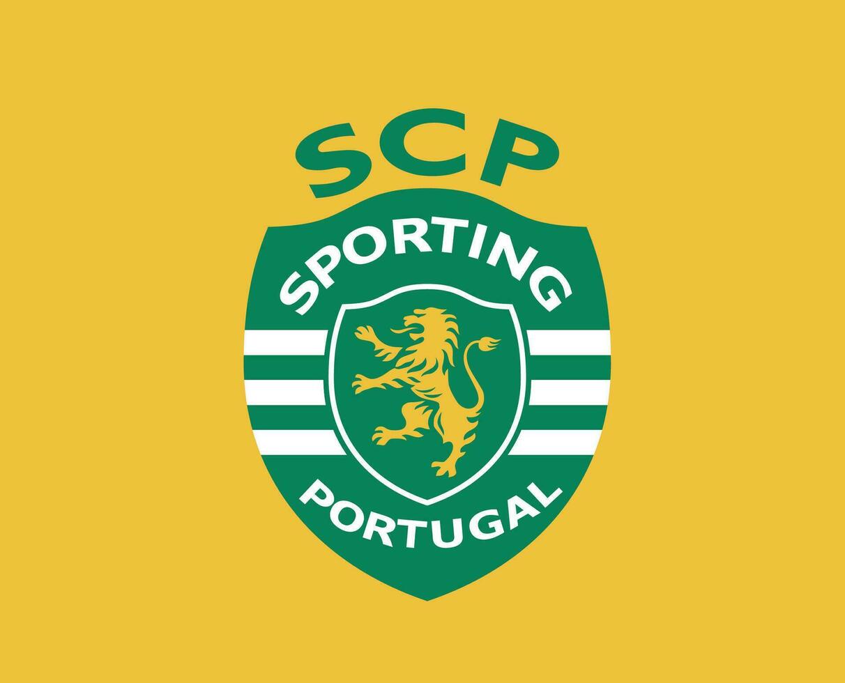 Sporting CP Club Logo Symbol Portugal League Football Abstract Design Vector Illustration With Yellow Background