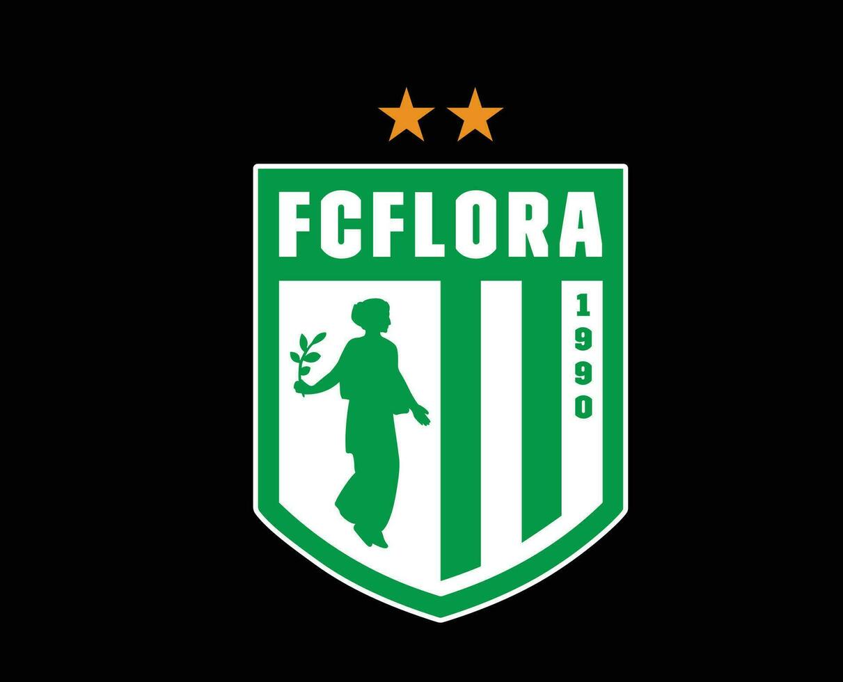 flora Tallin club logo símbolo Estonia liga fútbol americano resumen diseño vector ilustración con negro antecedentes