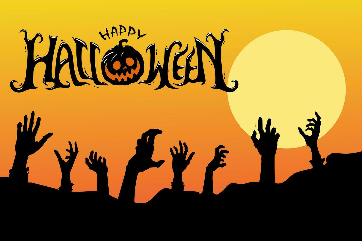 contento Víspera de Todos los Santos evento plano bandera vector modelo. Víspera de Todos los Santos modelo aterrador, escalofriante dibujos animados antecedentes. helloween horizontal póster