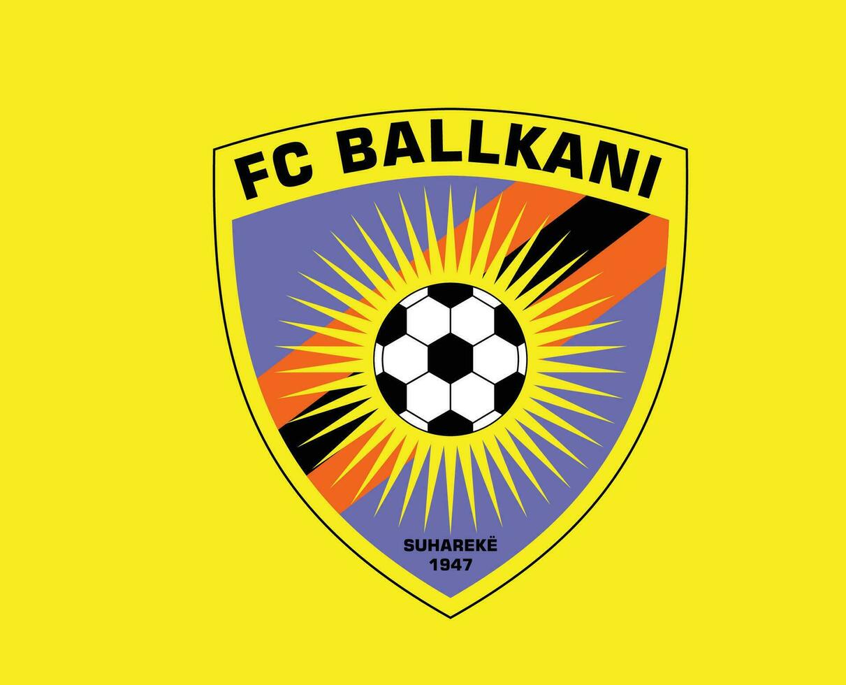 Ballkani Club Logo Symbol Kosovo League Football Abstract Design Vector Illustration With Yellow Background