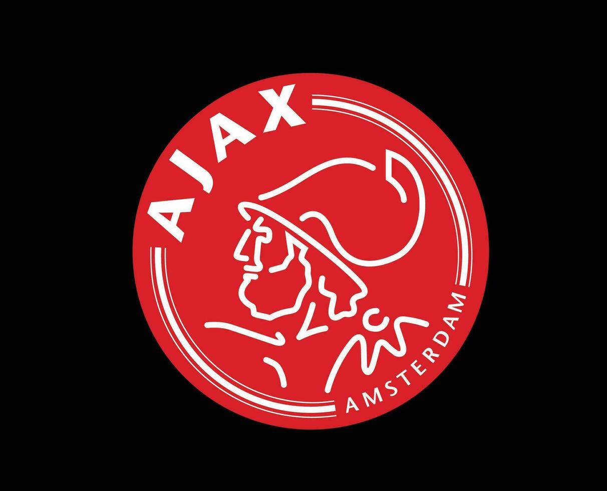 Ajax Amsterdam Club Symbol Logo Netherlands Eredivisie League Football Abstract Design Vector Illustration With Black Background