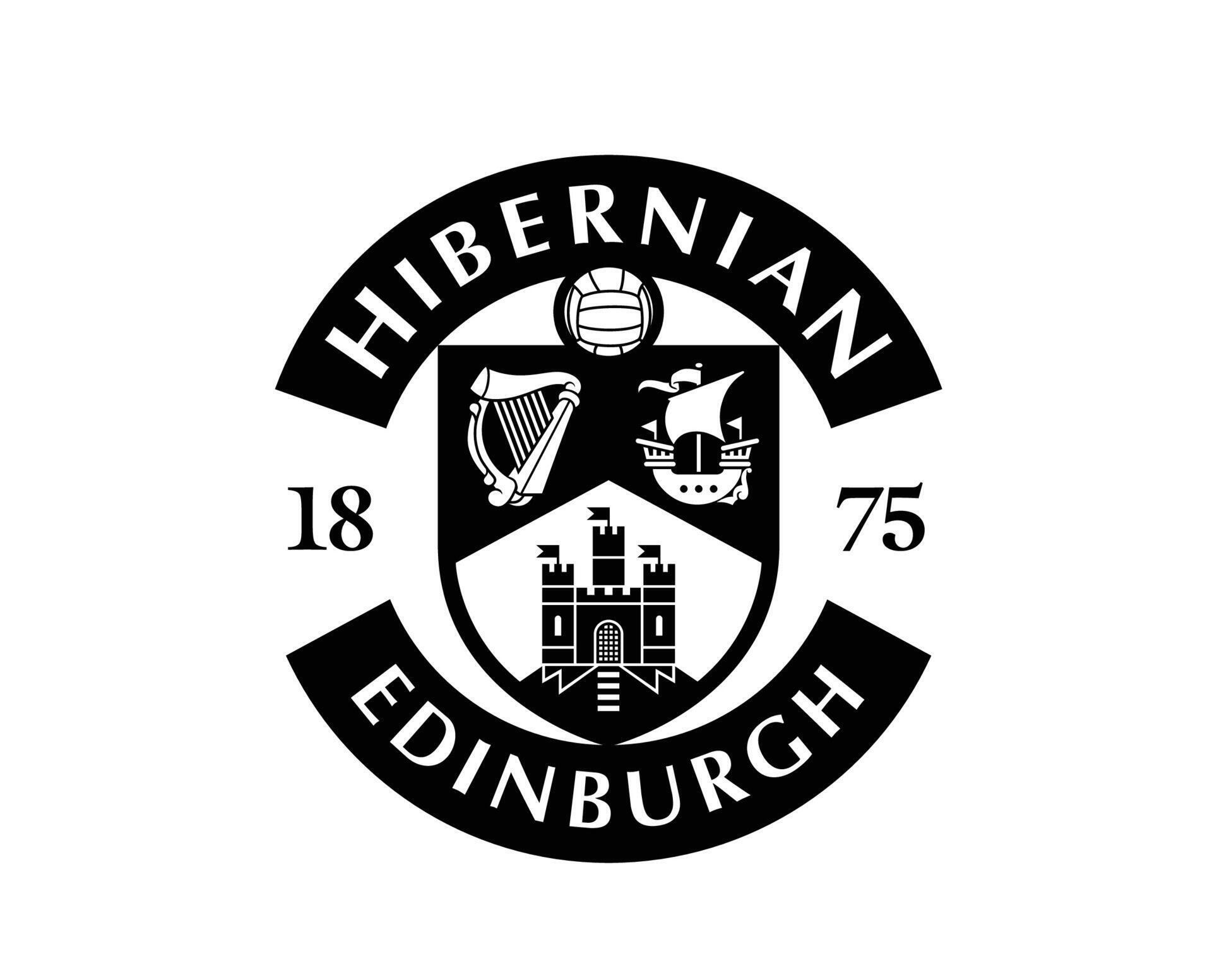 Hibernian FC Club Logo Symbol Black Scotland League Football Abstract