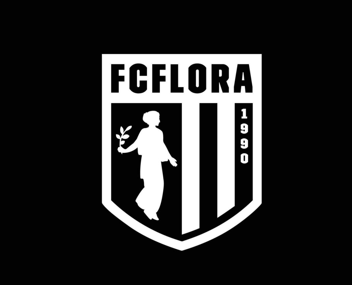 Flora Tallinn Logo Club Symbol White Estonia League Football Abstract Design Vector Illustration With Black Background