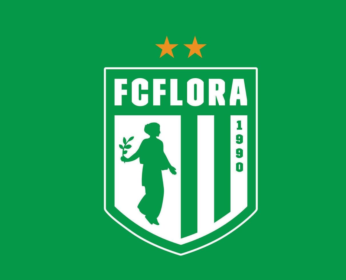 flora Tallin club logo símbolo Estonia liga fútbol americano resumen diseño vector ilustración con verde antecedentes