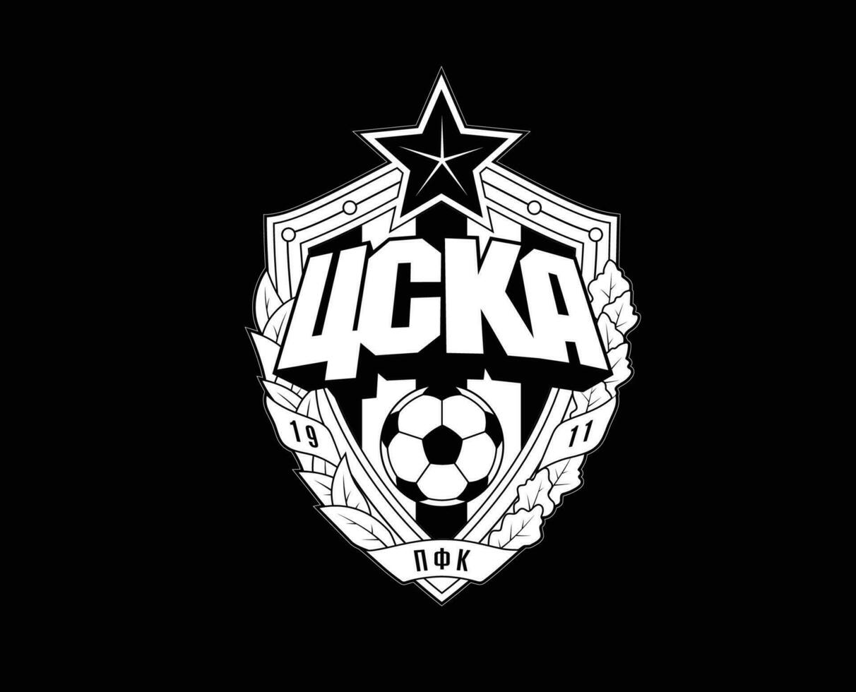 CSKA Moscou Club Logo Symbol White Russia League Football Abstract Design Vector Illustration With Black Background