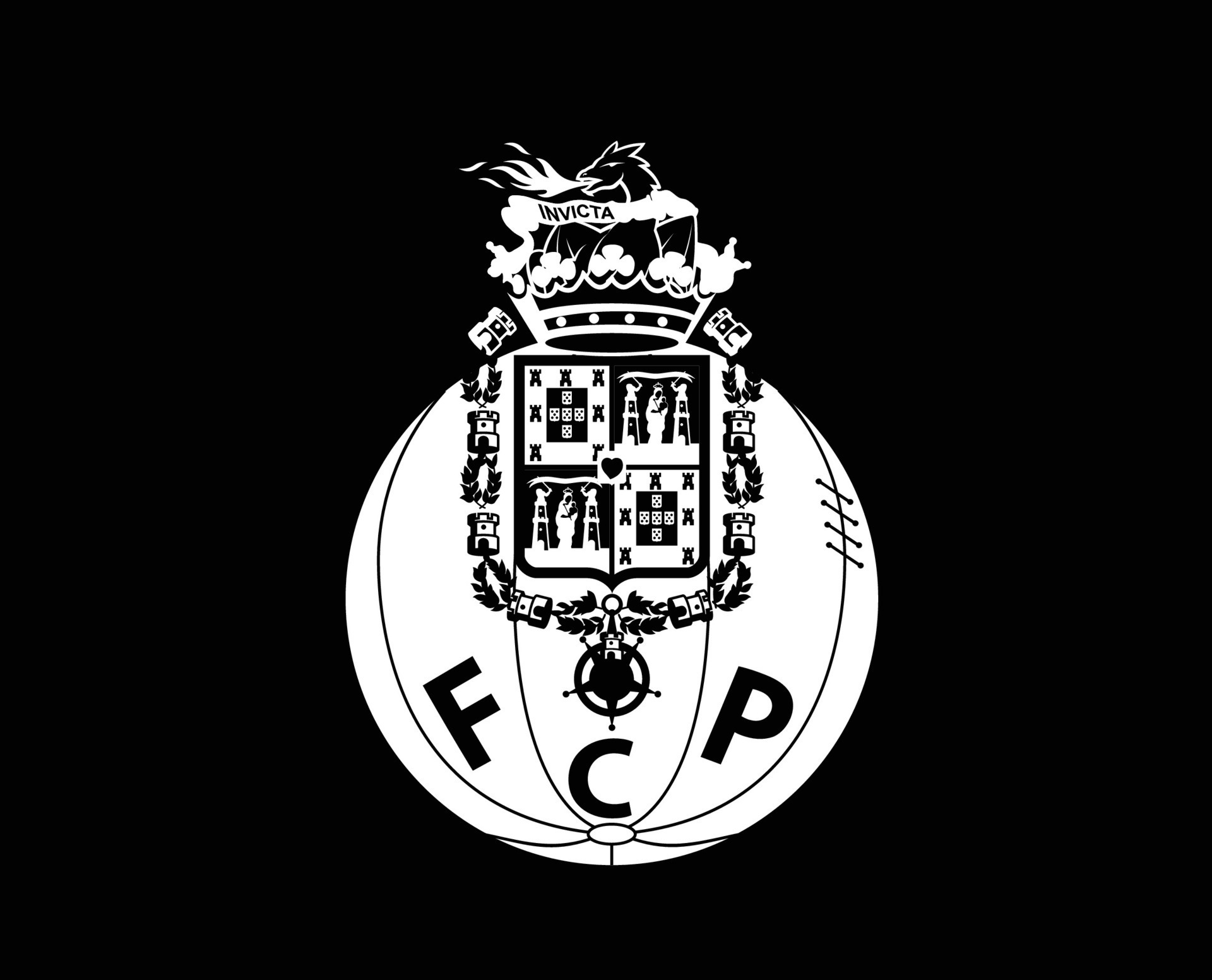 FC Porto Club Logo Symbol White Portugal League Football Abstract