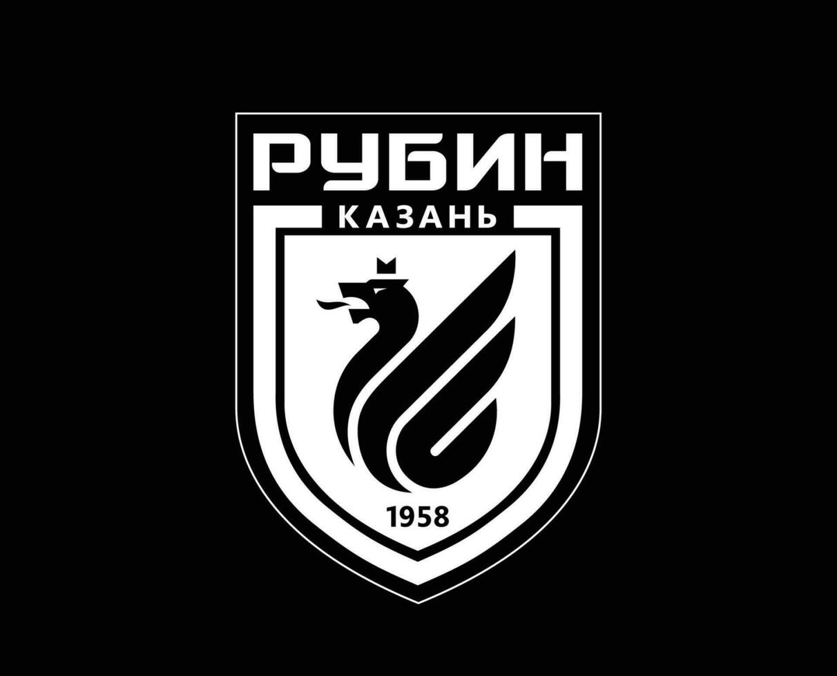 Rubin Kazan Club Logo Symbol White Russia League Football Abstract Design Vector Illustration With Black Background