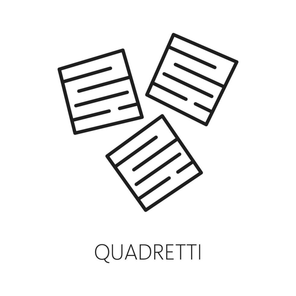 Quadretti pasta of square shape isolated food icon vector