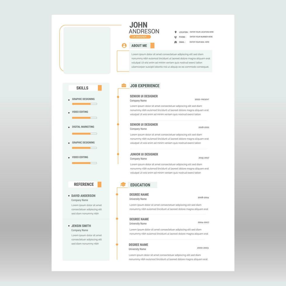 Clean and modern resume portfolio or CV template vector