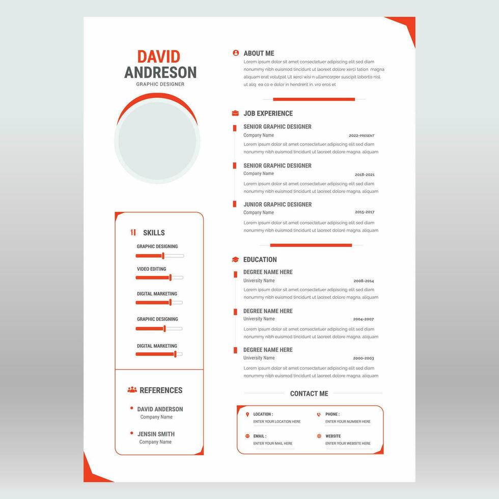 Clean and modern resume portfolio or CV template vector
