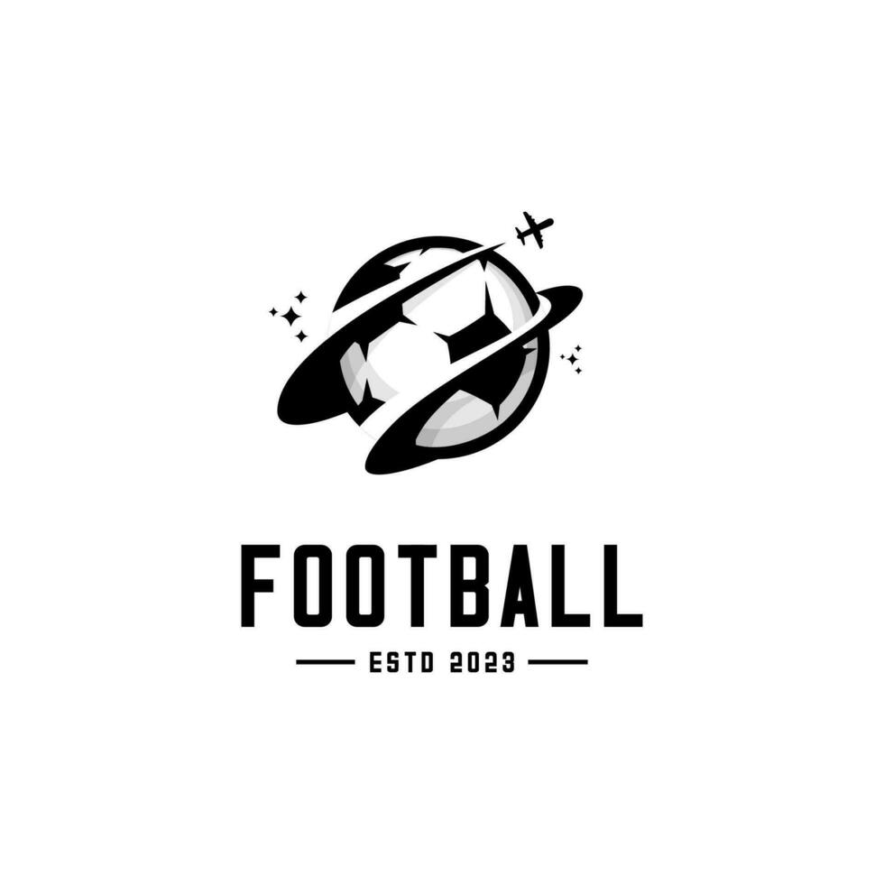 vector fútbol pelota en el forma de un anillado planeta, planeta fútbol americano logo