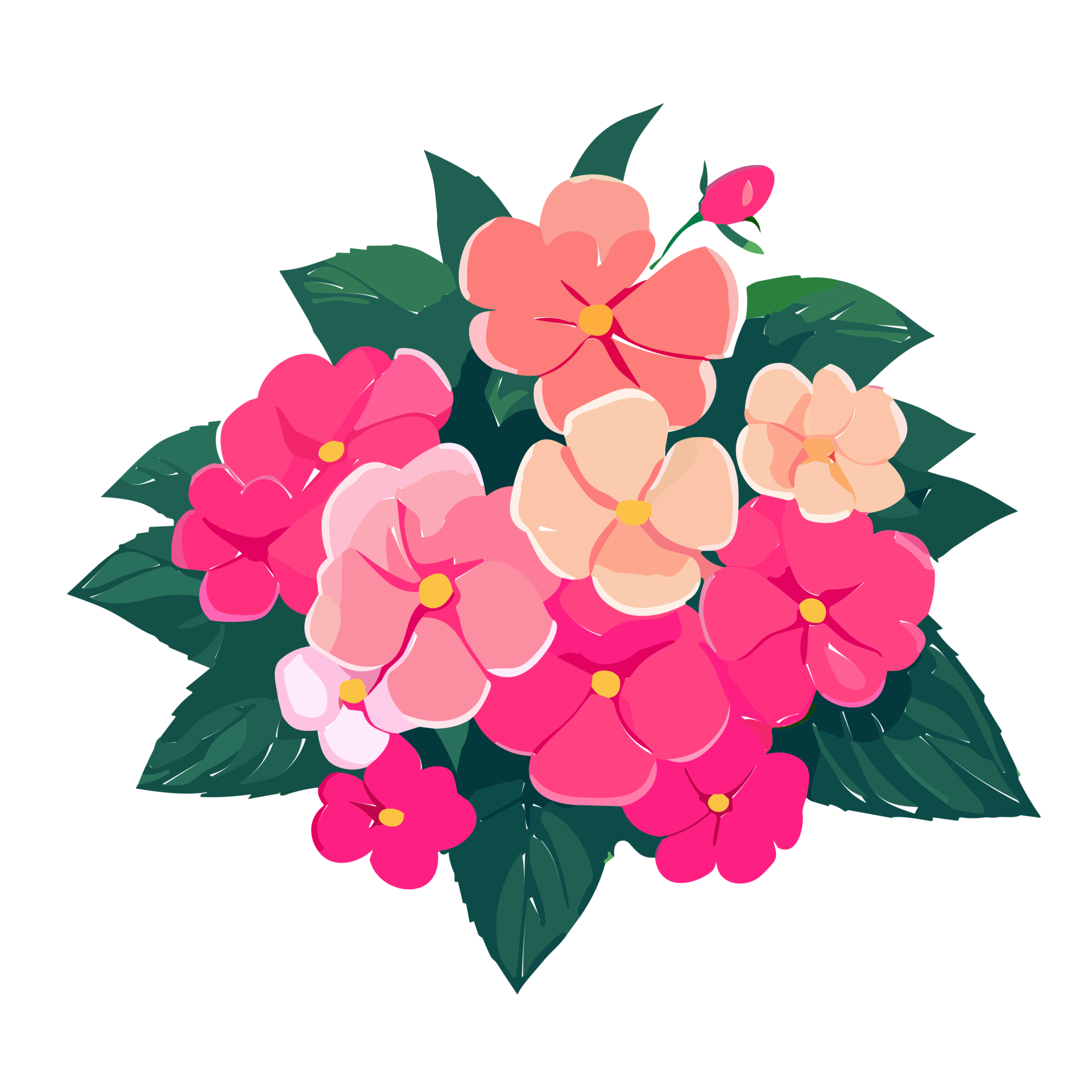Impatiens flower bouquet, AI Generative 30739316 PNG