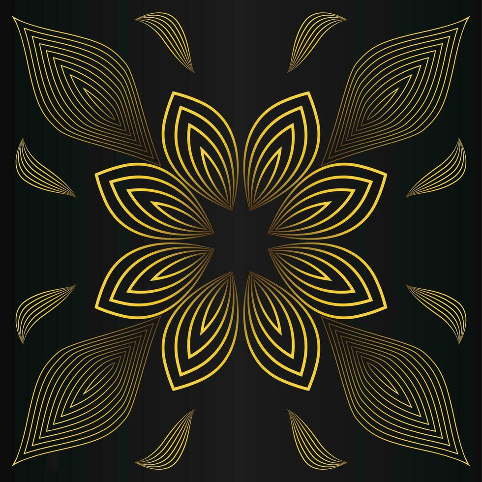 dorado flor pétalo, lujo oro floral decoración vector