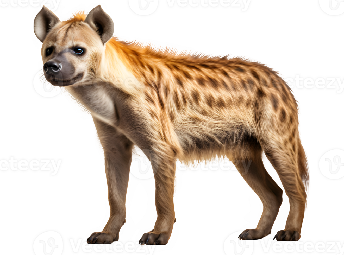 hyena's kant visie PNG ,hyena geïsoleerd Aan transparant achtergrond ,generatief ai