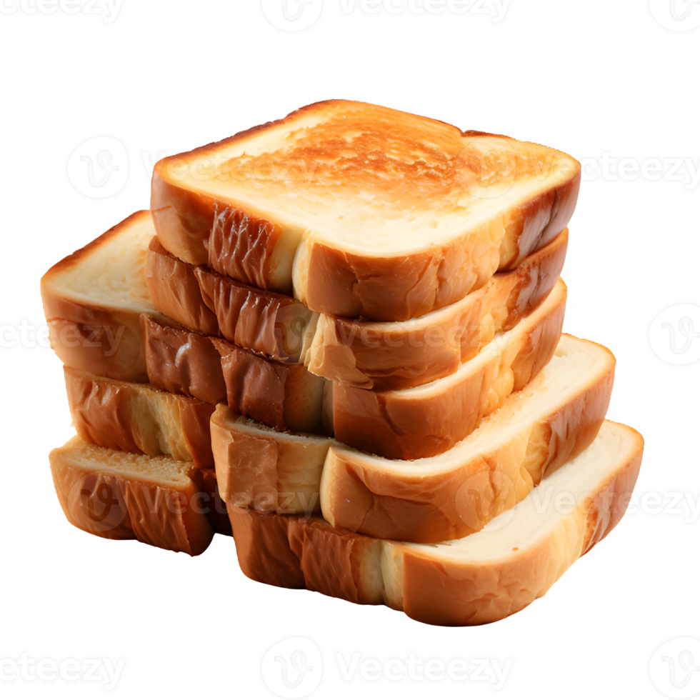 slice of white bread isolated on transparent background ,toasted white bread cut out ,generative ai png