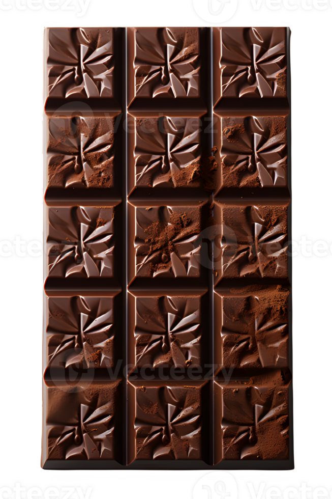 chocolate bar png ,rectangular chocolate bar isolated on transparent background ,generative ai