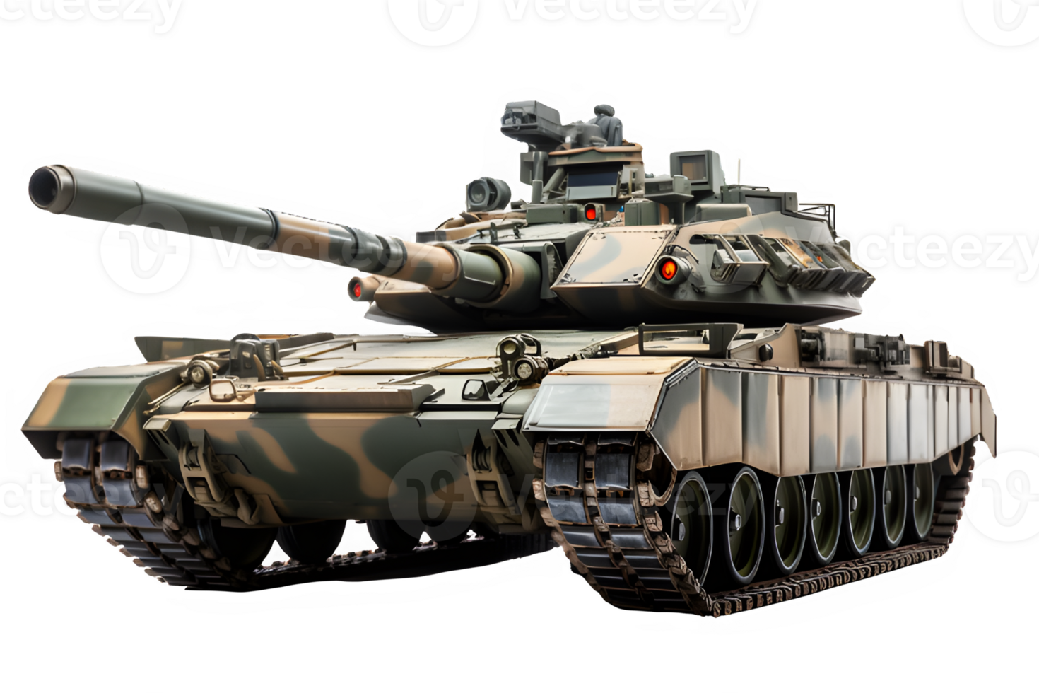 battle tank side view isolated on transparent background ,military tank png ,generative ai