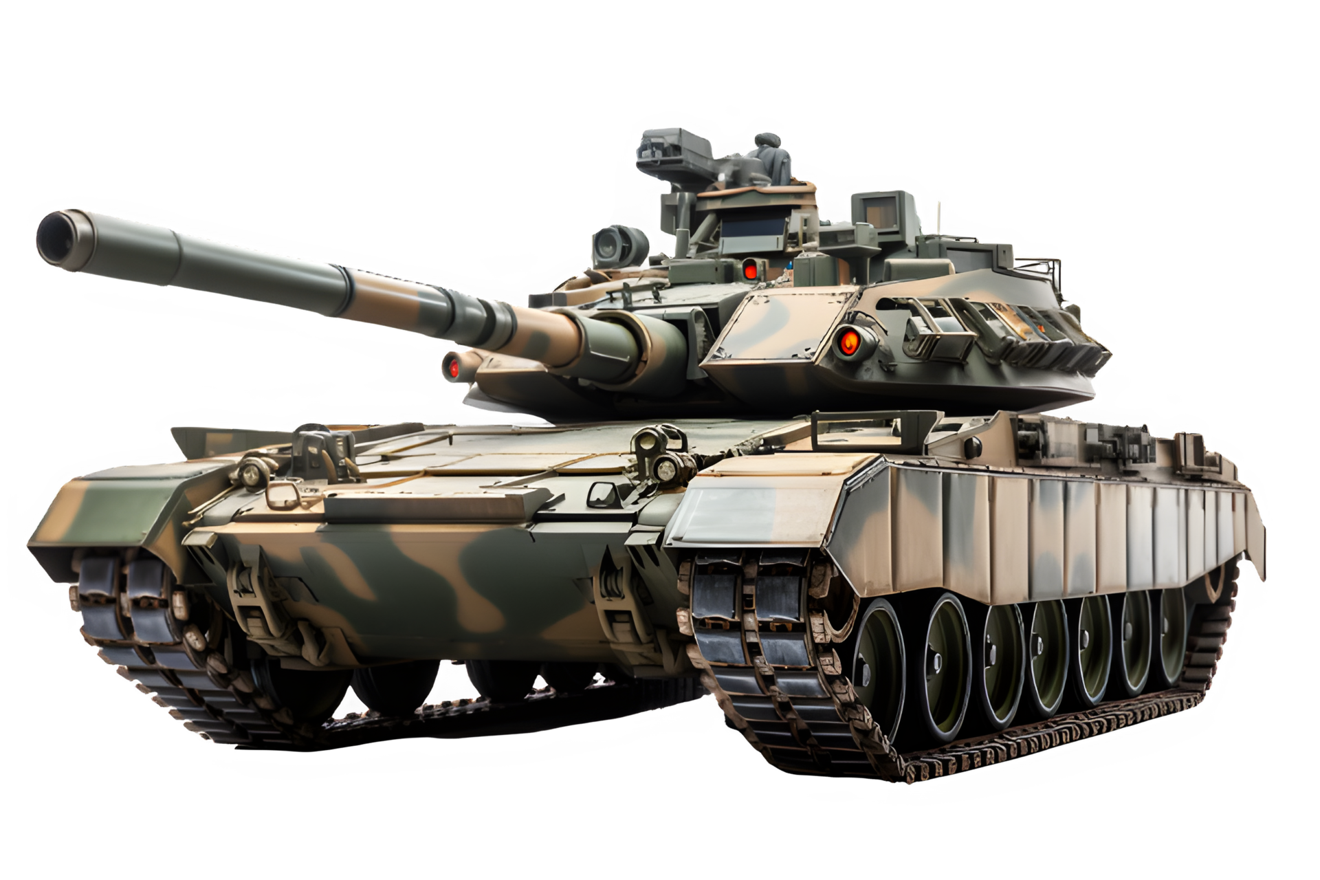 battle tank side view isolated on transparent background ,military