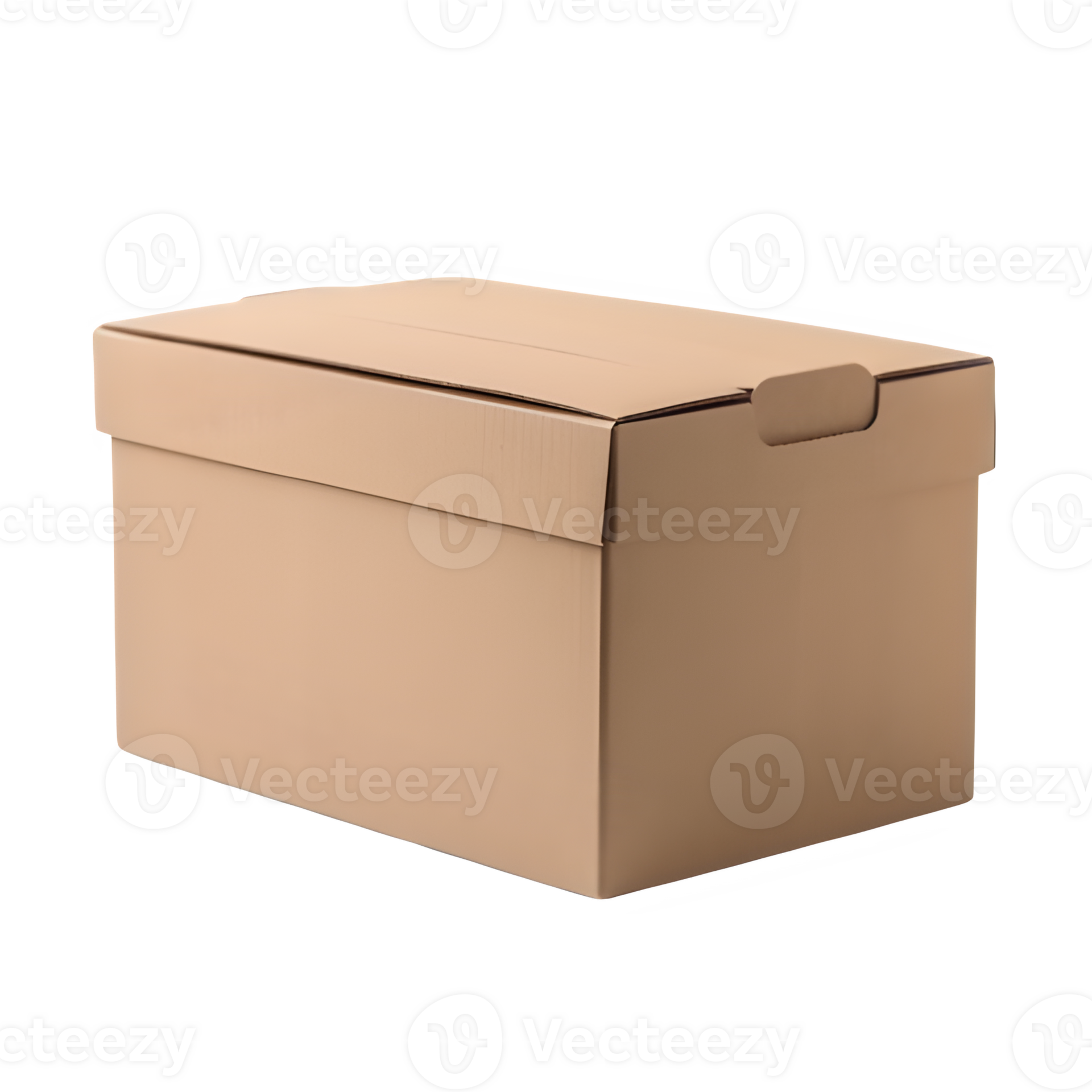 empty cardboard box isolated on transparent background ,packaging box mock up png ,generative ai