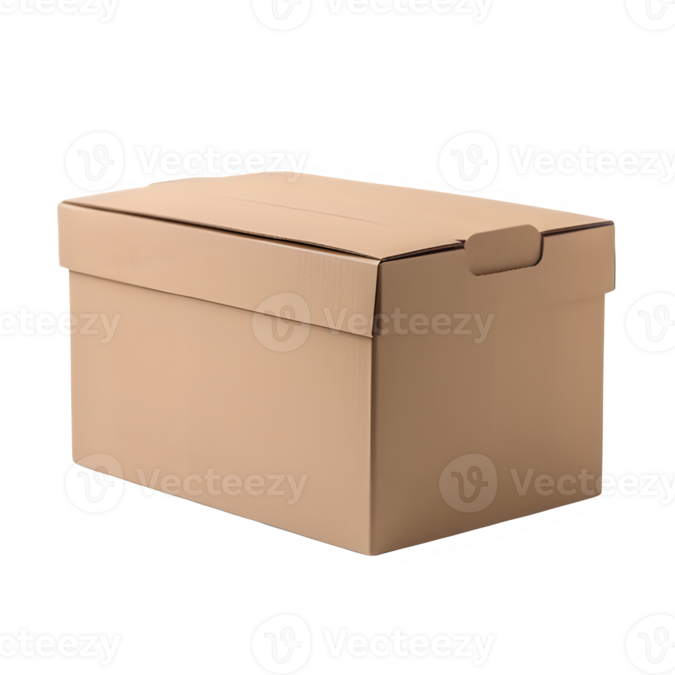 empty cardboard box isolated on transparent background ,packaging box mock up png ,generative ai