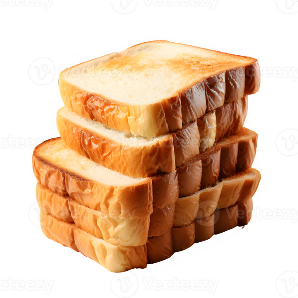 slice of white bread isolated on transparent background ,toasted white bread cut out ,generative ai png