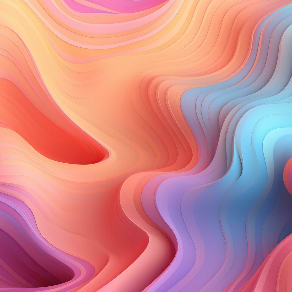 Multicolored gradient background. Abstract lines, waves, liquid effect, plastic, fabric. Banner, poster, wallpaper. Generative AI photo