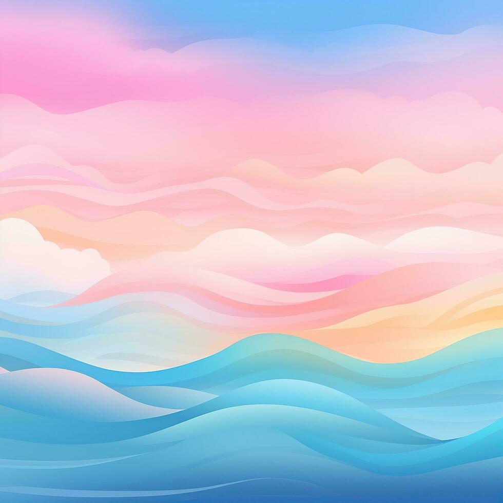 Multicolored gradient background. Abstract lines, waves, liquid effect, plastic, fabric. Banner, poster, wallpaper. Generative AI photo