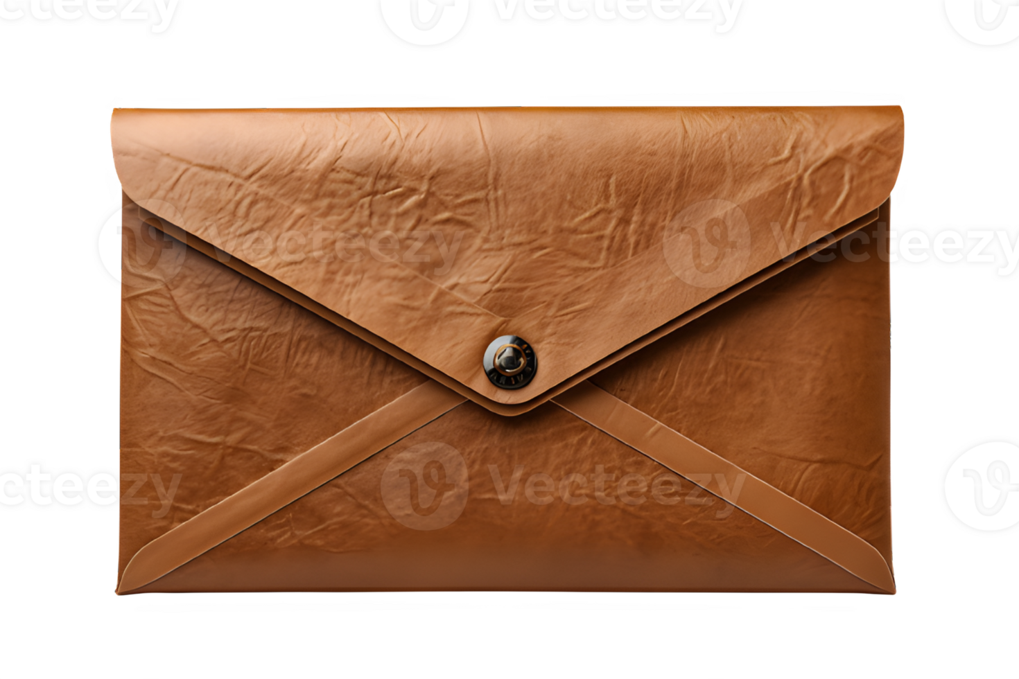 brown envelope png ,brown leather envelope isolated on transparent background ,generative ai