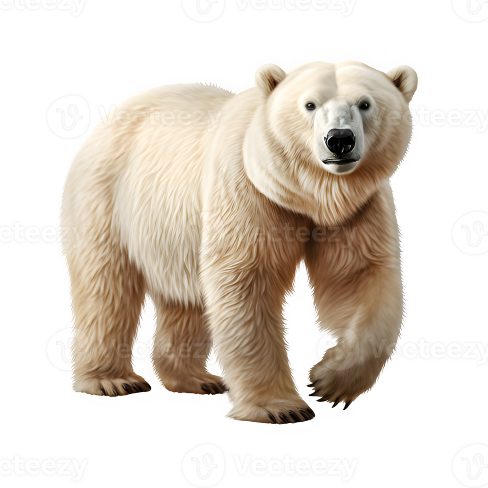 polar bear isolated on transparent background ,white bear cut out png ,generative ai