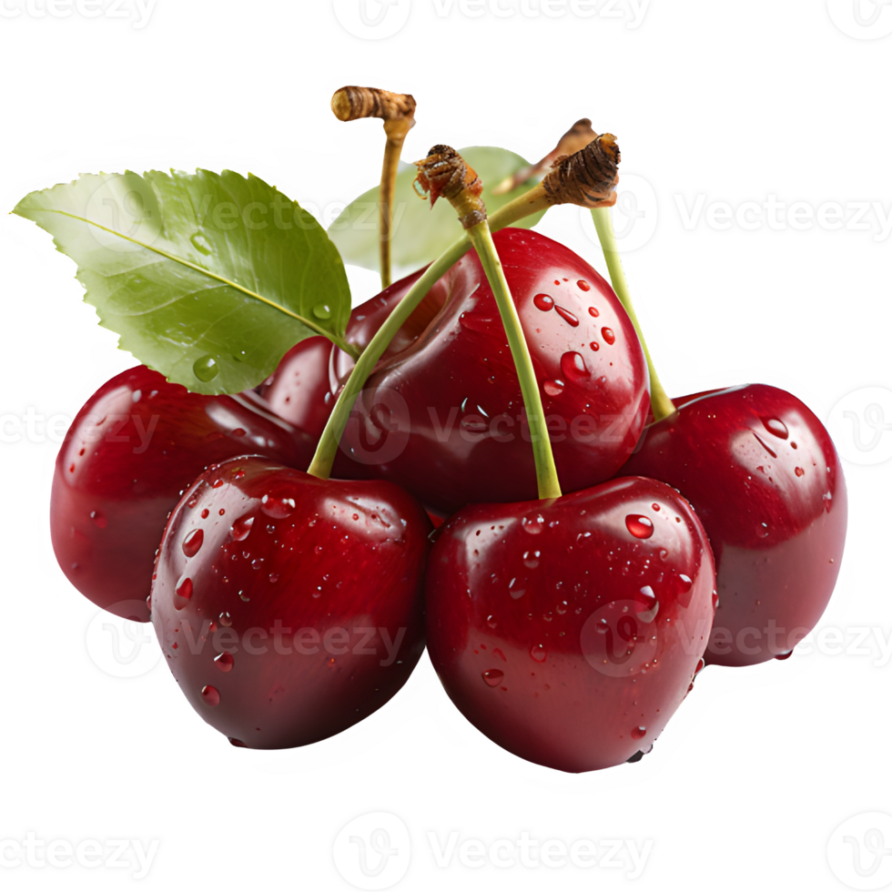 cherries isolated png ,fresh cherry fruit isolated on transparent background ,generative ai