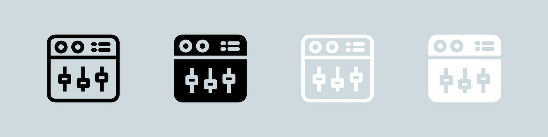Equalizer icon set in black and white. Frequency signs vector illustration.