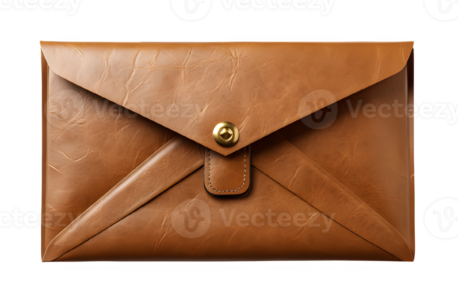 brown envelope png ,brown leather envelope isolated on transparent background ,generative ai