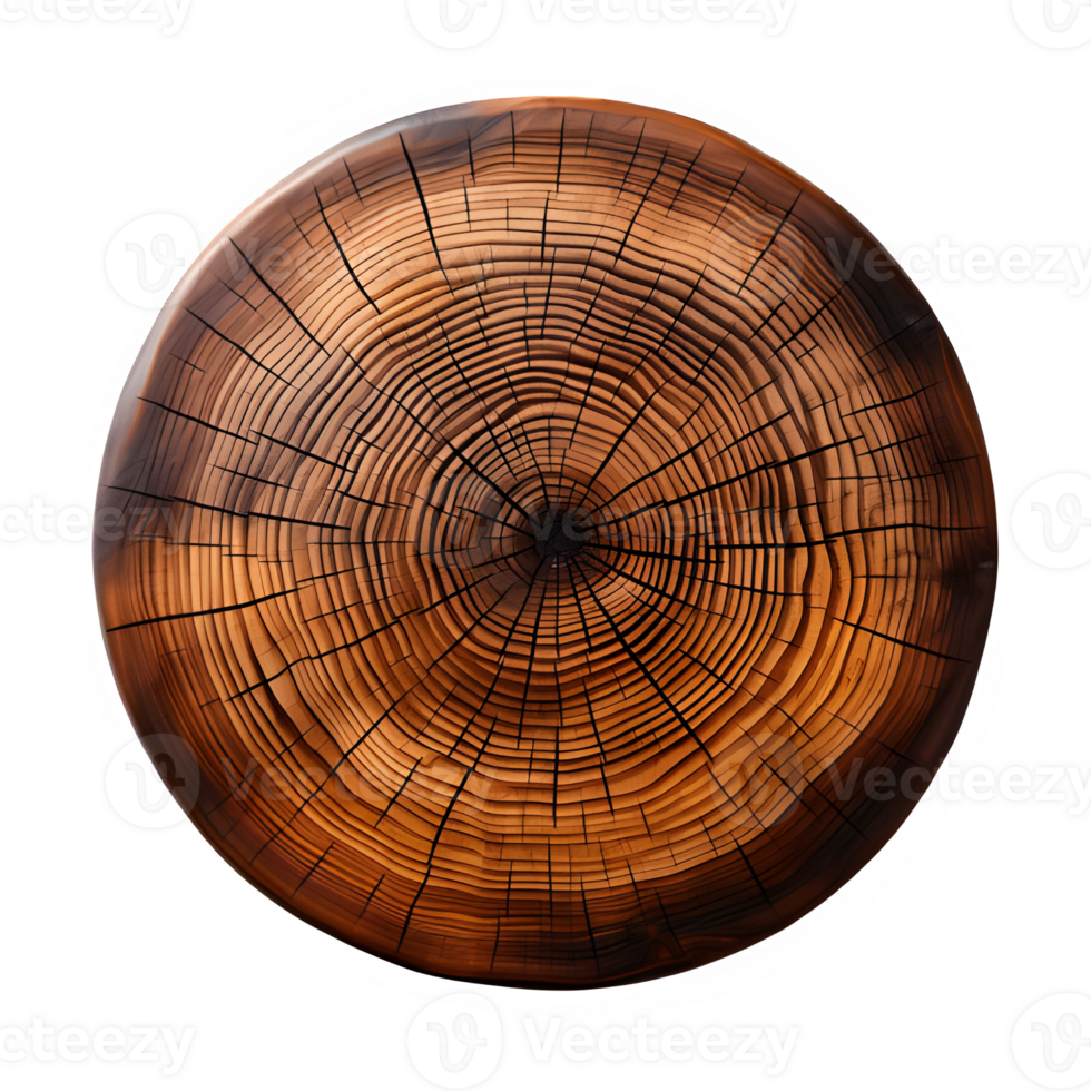 round wooden coaster top view isolated on transparent background ,generative ai png