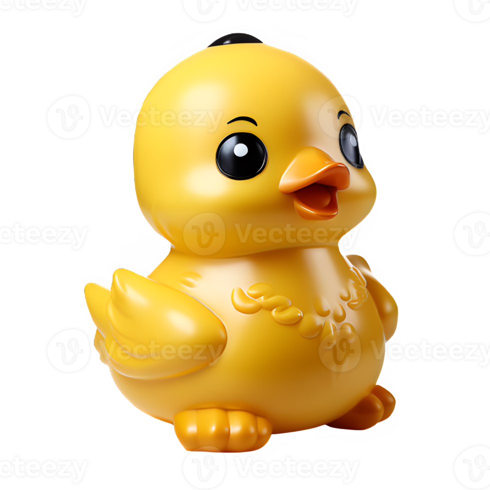 rubber duck toy isolated on transparent background,cute plastic yellow duck toy png ,generative ai