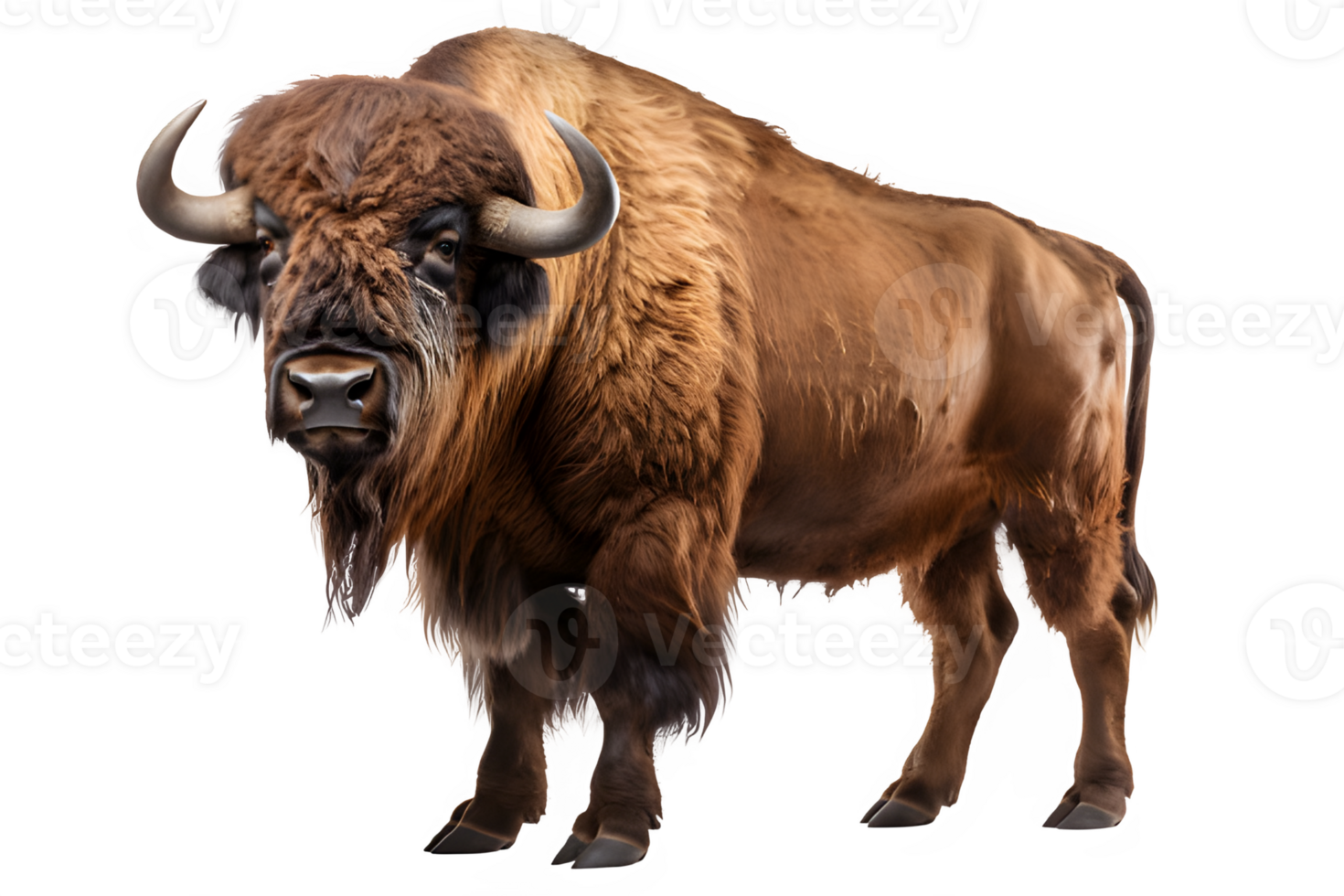 bison side view png ,American bison isolated on transparent background ,generative ai