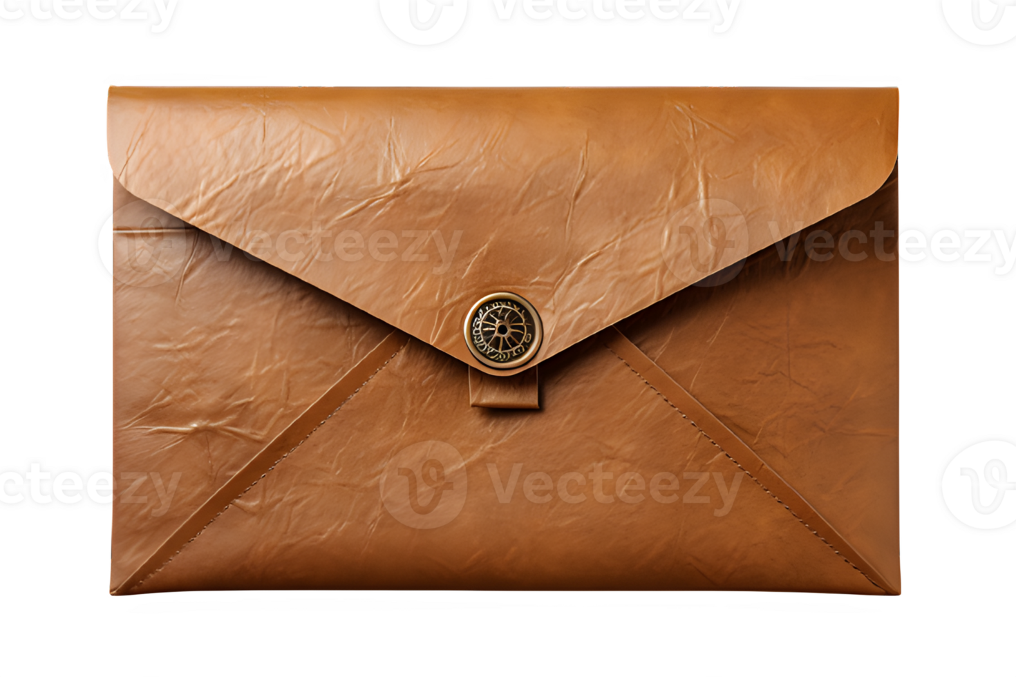brown envelope png ,brown leather envelope isolated on transparent background ,generative ai
