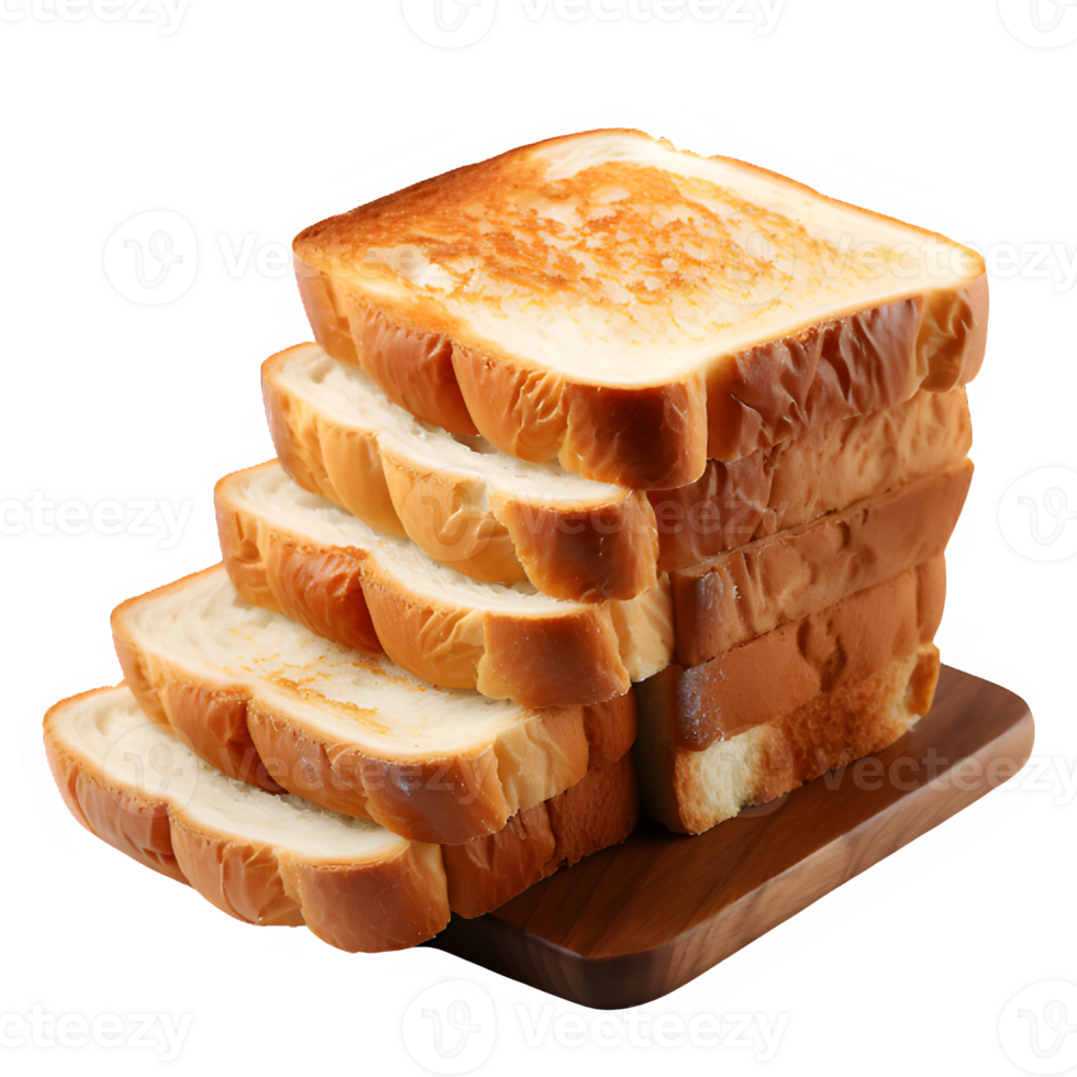 slice of white bread isolated on transparent background ,toasted white bread cut out ,generative ai png