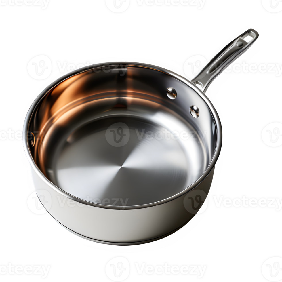 stainless steel pan isolated on transparent background ,kitchen utensil pan png ,generative ai