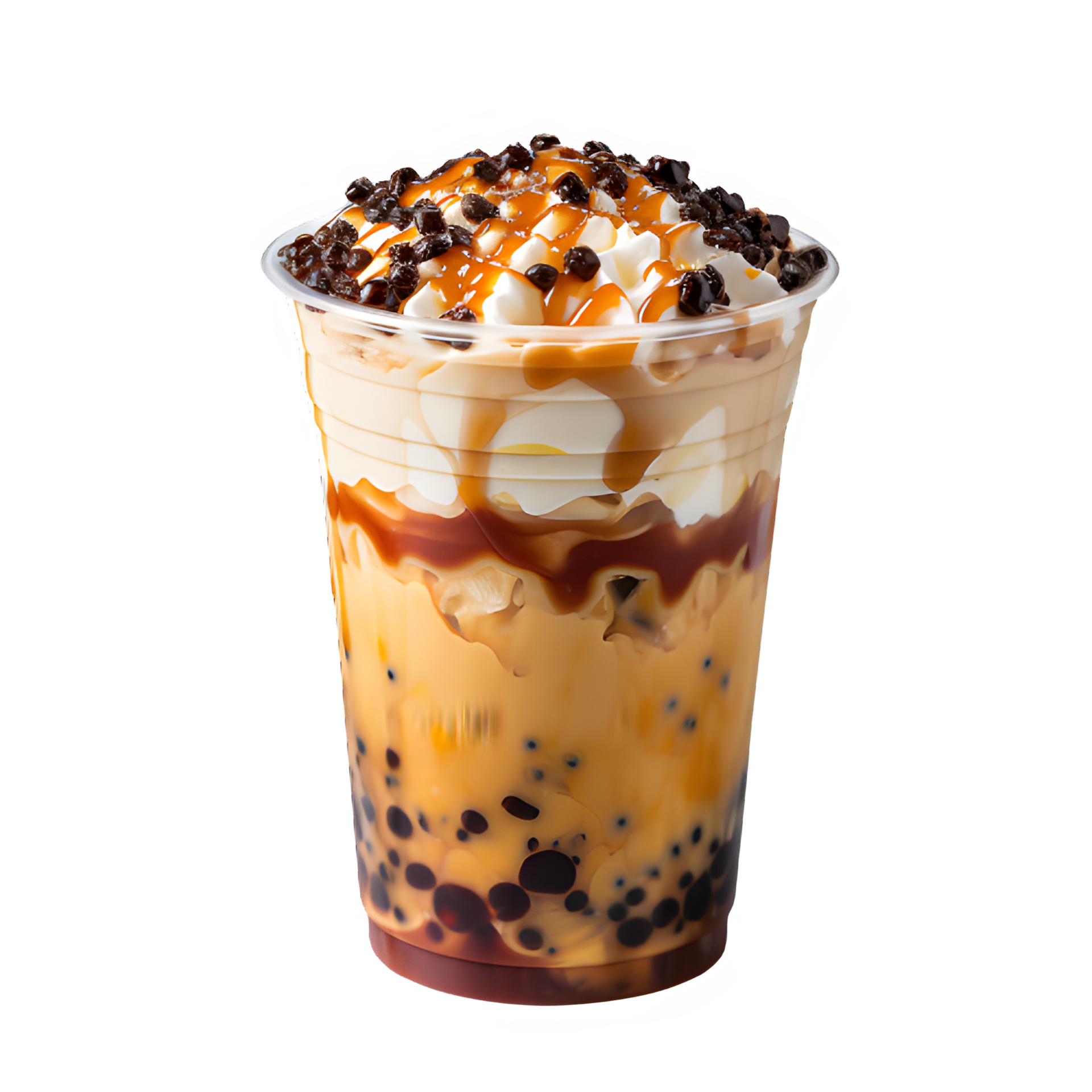 iced boba drink isolated on transparent background ,fresh drink in a