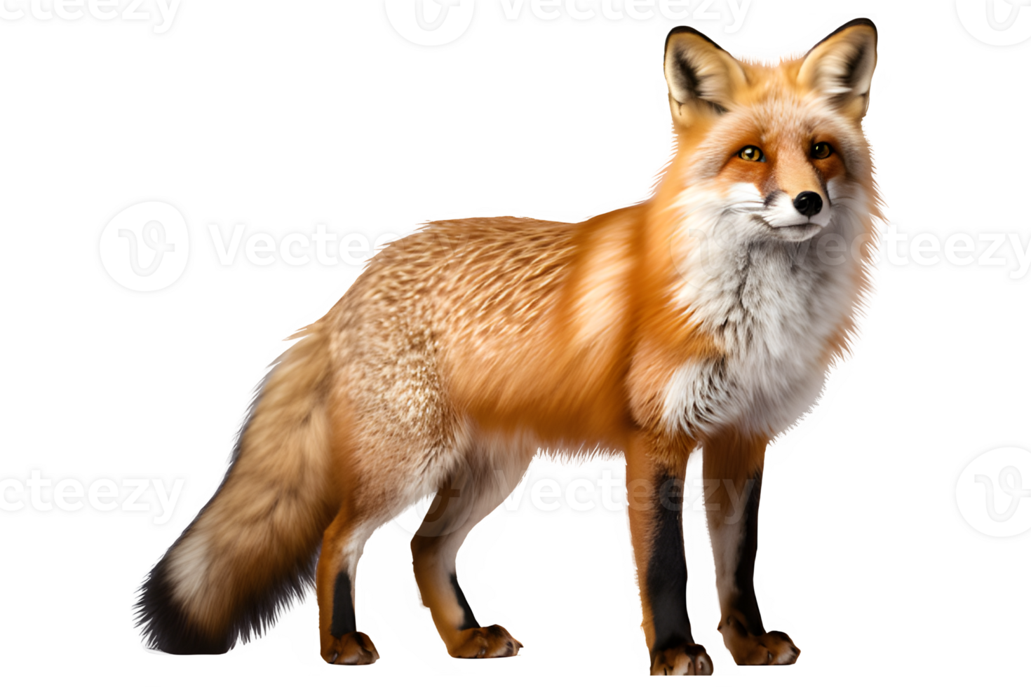 side view fox isolated png ,fox isolated on transparent background ,generative ai