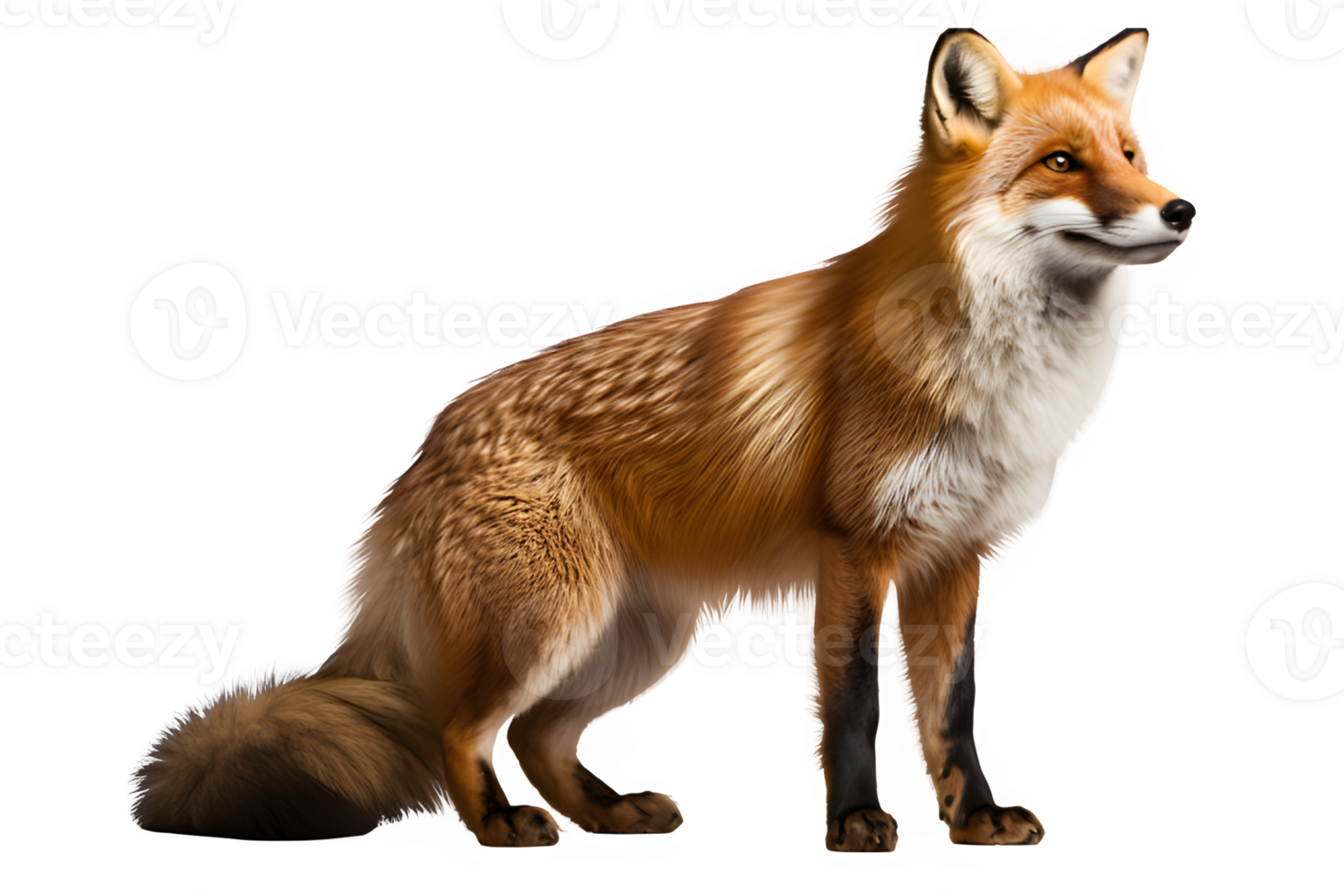 side view fox isolated png ,fox isolated on transparent background ,generative ai