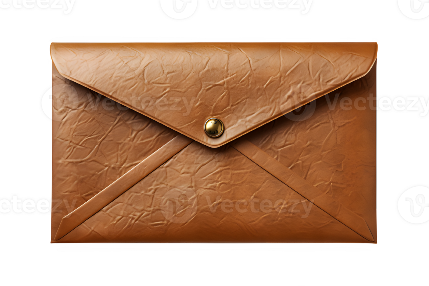 brown envelope png ,brown leather envelope isolated on transparent background ,generative ai