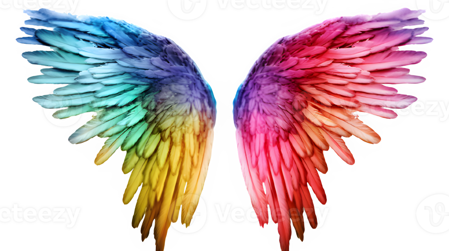 colorful angel wings ornament isolated on transparent background ,generative ai png