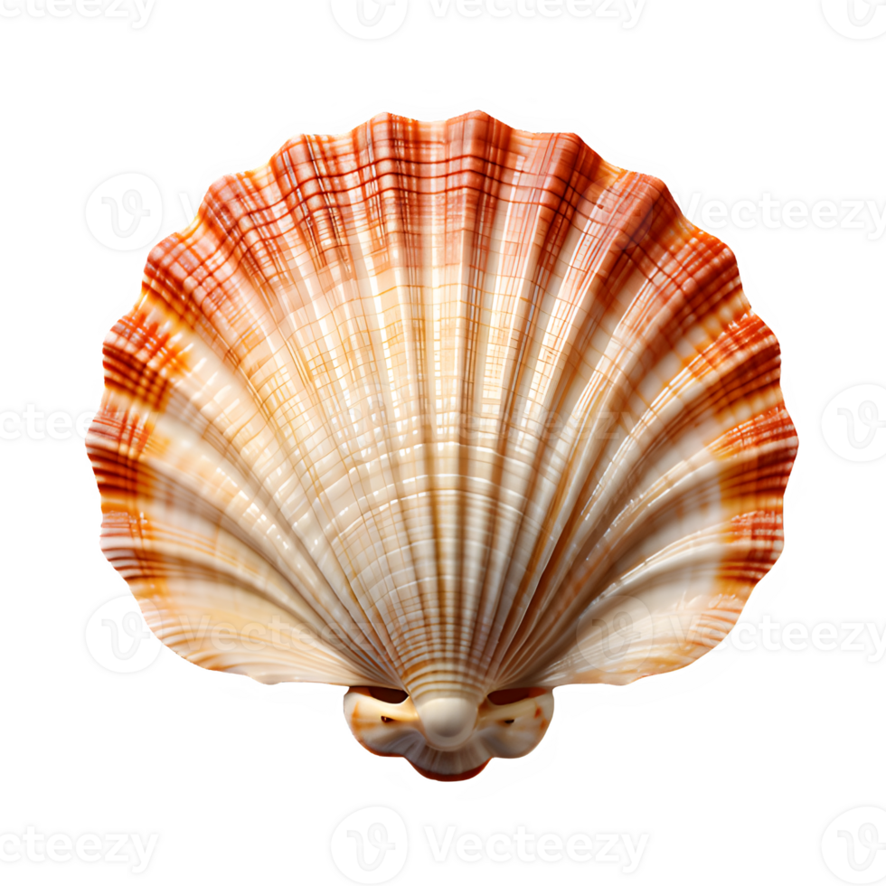 white clam shell isolated on transparent background ,sea shell top view png ,generative ai