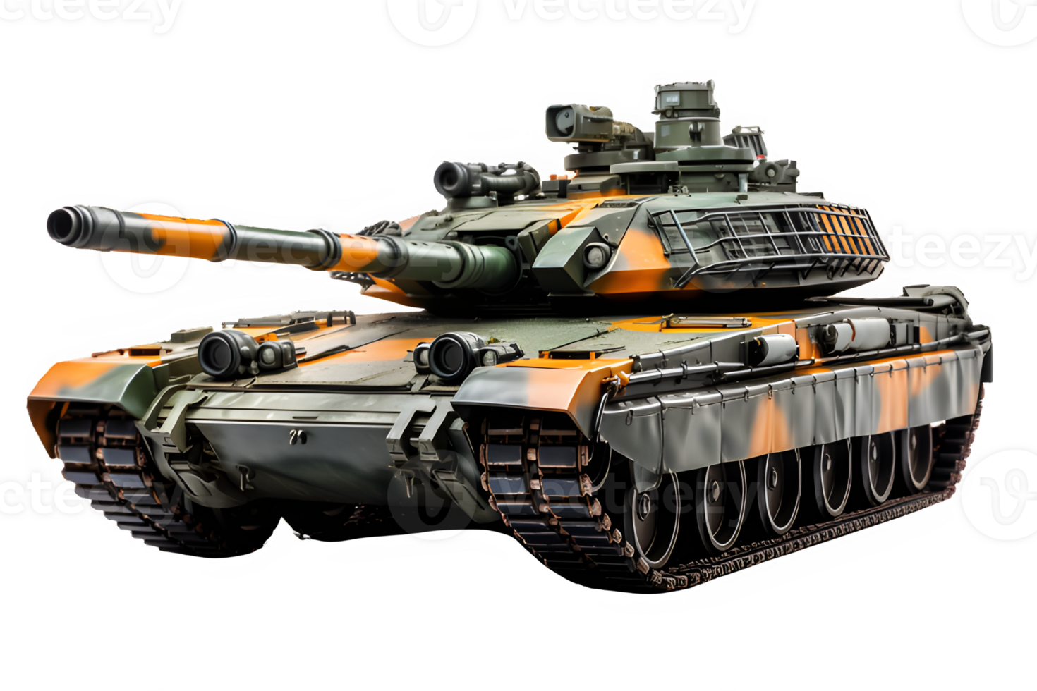 battle tank side view isolated on transparent background ,military tank png ,generative ai