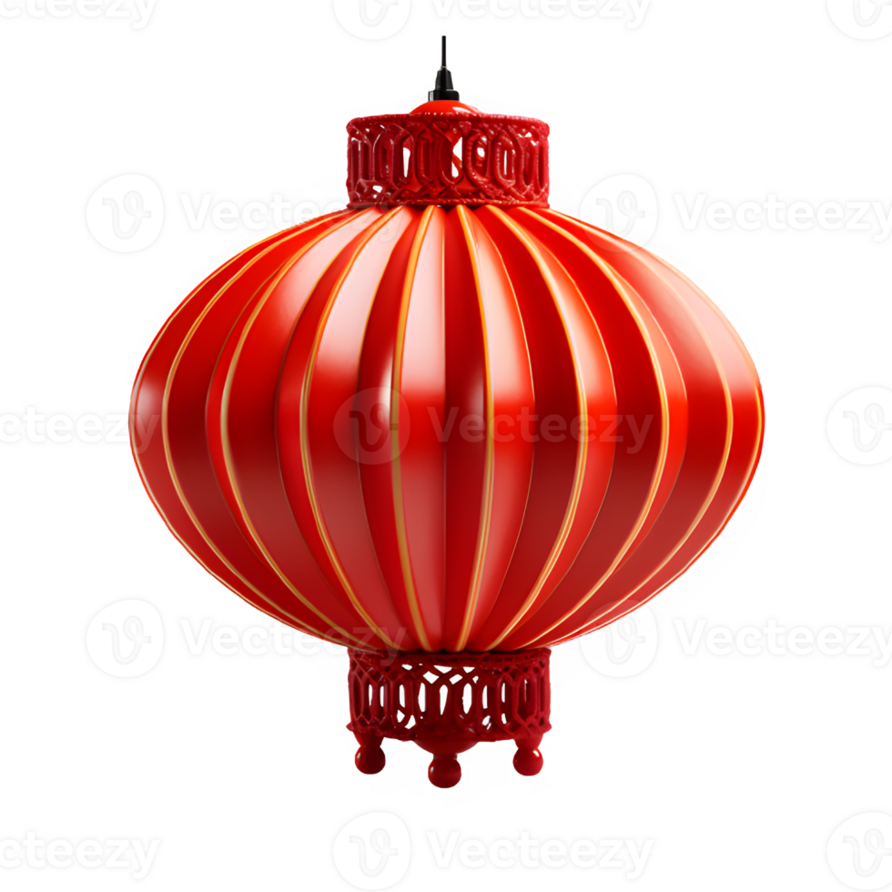 Traditional Chinese red lantern isolated on transparent background ,red lantern ornament ,generative ai png