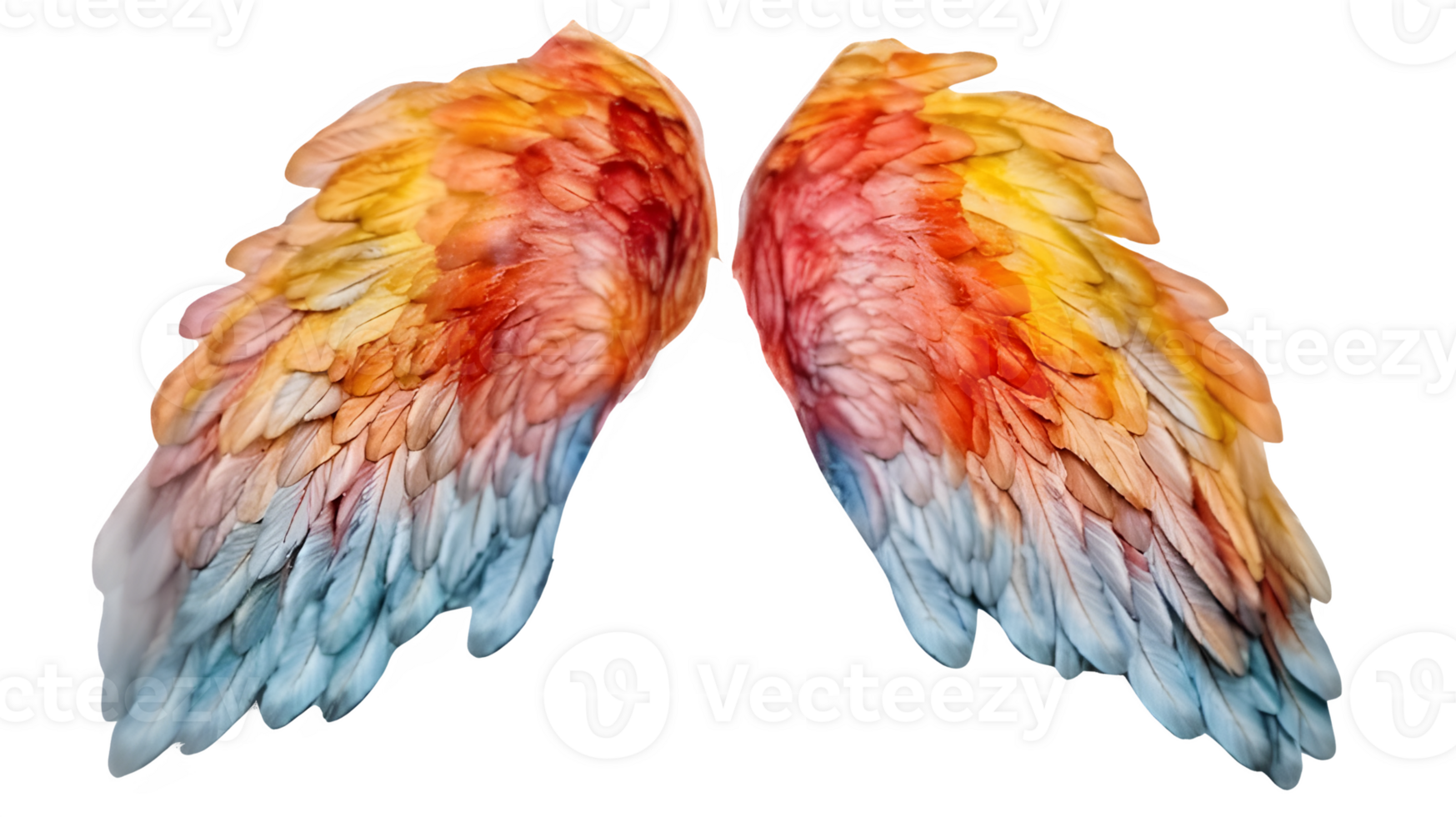 colorful angel wings ornament isolated on transparent background ,generative ai png