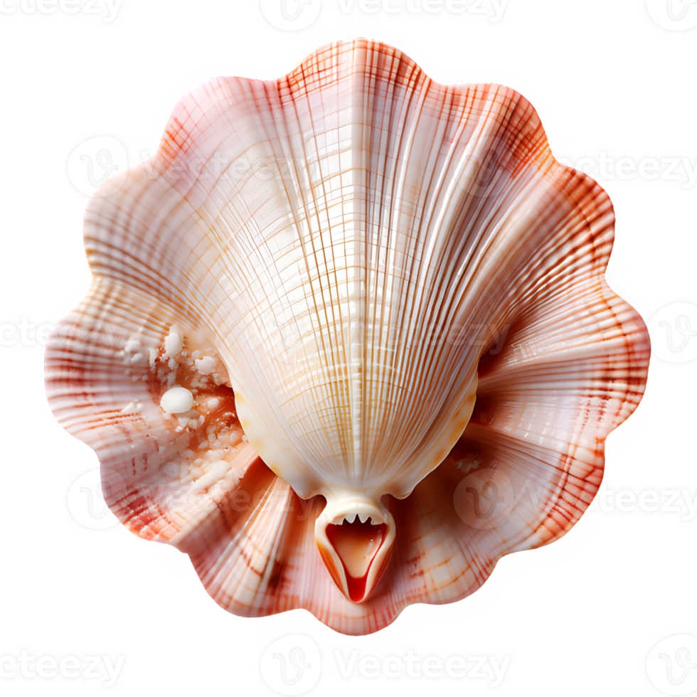 white clam shell isolated on transparent background ,sea shell top