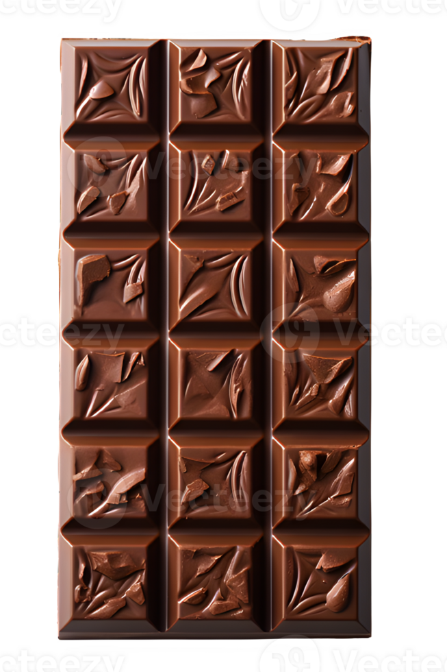 chocolate bar png ,rectangular chocolate bar isolated on transparent background ,generative ai
